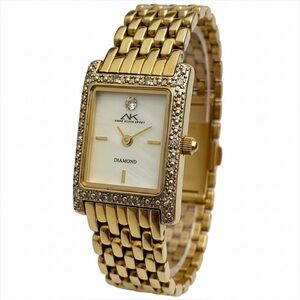 Vintage Anne Klein Gold Watch with Genuine Diamond Accents